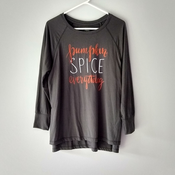 NEW State of Mine "Pumpkin Spice Everything" Long Sleeve T-Shirt Grey Small - Picture 7 of 7